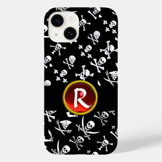 ZWARTE PIRATE BANNERS SKULL, GEKROOSTE BOTTEN, SWO Case-Mate iPhone CASE (Achterkant)