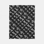 ZWARTE PIRATE BANNERS SKULL, GEKROOSTE BOTTEN, SWO FLEECE DEKEN (Voorkant)