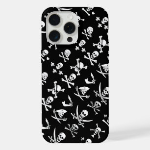 ZWARTE PIRATE BANNERS SKULL, GEKROOSTE BOTTEN, SWO iPhone 15 PRO MAX HOESJE