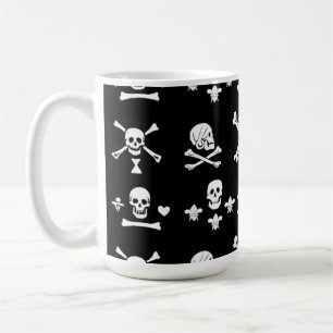 ZWARTE PIRATE BANNERS SKULL, GEKROOSTE BOTTEN, SWO KOFFIEMOK