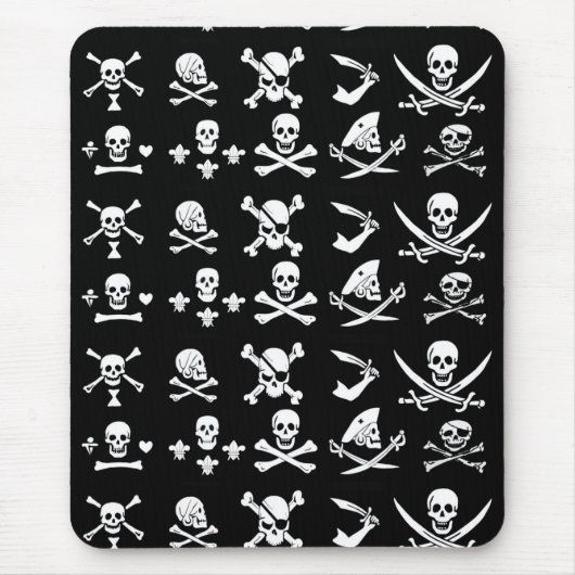 ZWARTE PIRATE BANNERS SKULL, GEKROOSTE BOTTEN, SWO MUISMAT (Voorkant)