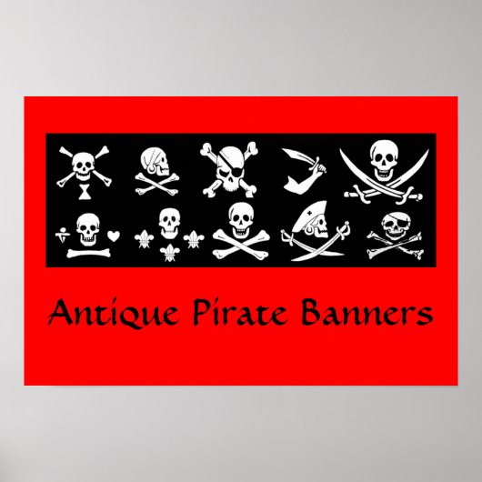 ZWARTE PIRATE BANNERS SKULL, GEKROOSTE BOTTEN, SWO POSTER (Voorkant)