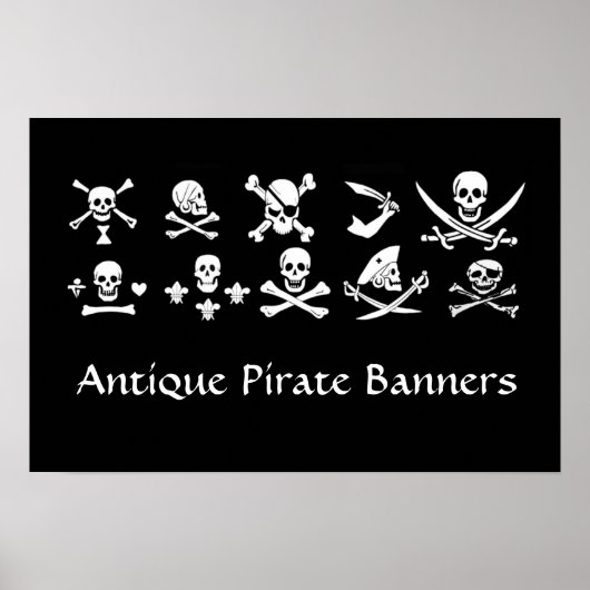 ZWARTE PIRATE BANNERS SKULL, GEKROOSTE BOTTEN, SWO POSTER (Voorkant)