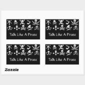 ZWARTE PIRATE BANNERS SKULL, GEKROOSTE BOTTEN, SWO RECHTHOEKIGE STICKER (Vel)