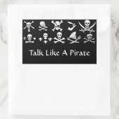 ZWARTE PIRATE BANNERS SKULL, GEKROOSTE BOTTEN, SWO RECHTHOEKIGE STICKER (Tas)