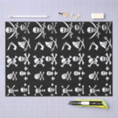 ZWARTE PIRATE BANNERS SKULL, GEKROOSTE BOTTEN, SWO TISSUEPAPIER (Craft)