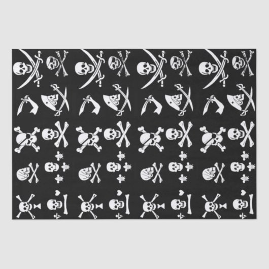 ZWARTE PIRATE BANNERS SKULL, GEKROOSTE BOTTEN, SWO TISSUEPAPIER (Voorkant)