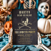 Zwarte Pirate Skull & Botten Halloween Party Folie Uitnodiging