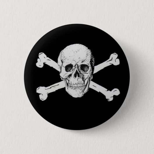 Zwarte Pirate Skull en Crossbones Ronde Button 5,7 Cm (Voorkant)