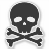 Zwarte Pirate Skull op witte achtergrond Sticker (Voorkant)