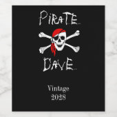 Zwarte Piratenschedel Kruisbeenderen Wijn Etiket (Enkel label)