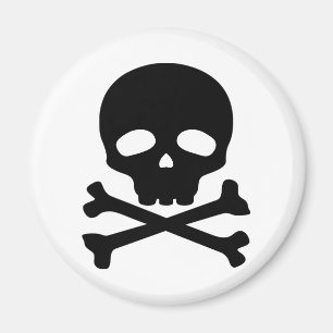 Zwarte piratenschedel op witte achtergrond magneet