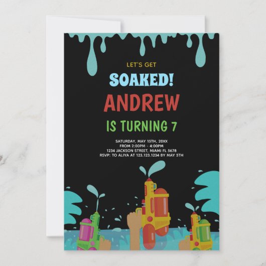 Zwarte Pistool Birthday-uitnodigingen Kaart (Voorkant)