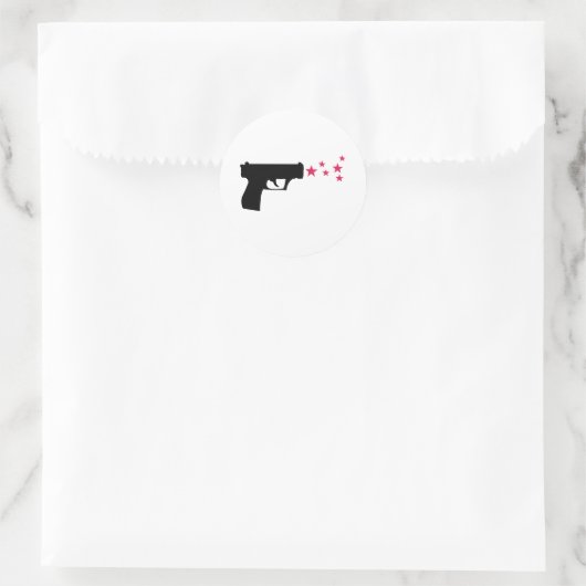 zwarte pistool sterren ronde sticker (Tas)