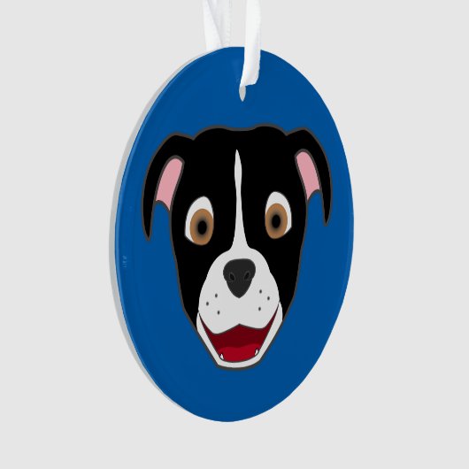 Zwarte Pitbull Face met White Blaze Ornament (voorkant)