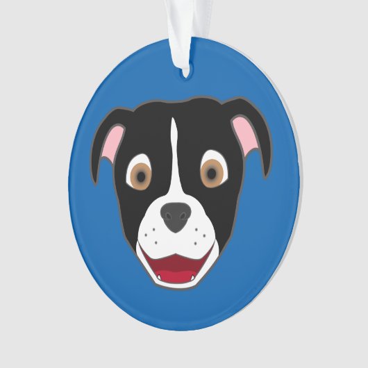 Zwarte Pitbull Face met White Blaze Ornament (voorkant)