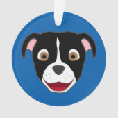 Zwarte Pitbull Face met White Blaze Ornament (voorkant)