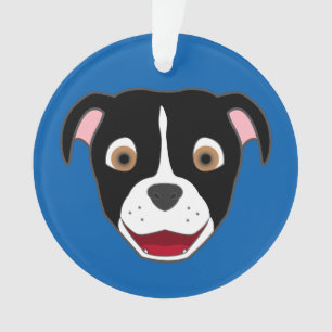 Zwarte Pitbull Face met White Blaze Ornament