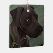 Zwarte Pitbull Keramisch Ornament (Rechts)