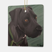 Zwarte Pitbull Keramisch Ornament (Links)