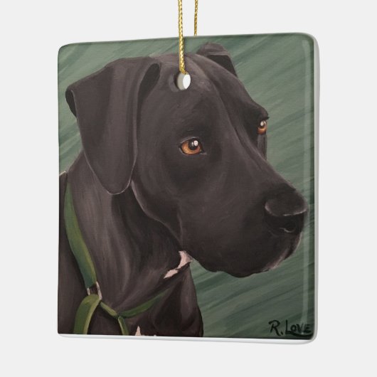 Zwarte Pitbull Keramisch Ornament (Links)