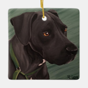 Zwarte Pitbull Keramisch Ornament