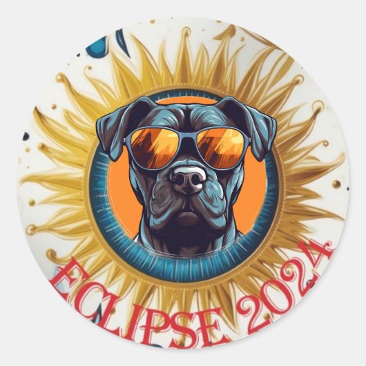 Zwarte Pitbull Solar Eclipse 2024 Sticker (Voorkant)