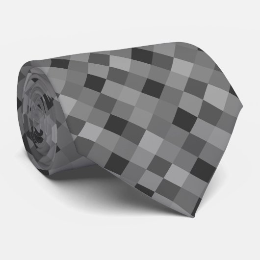 Zwarte pixelvormige stropdas met pixelvierkanten (Opgerold)
