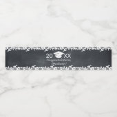 Zwarte plaat en Afstuderen van kant Waterfles Etiket (Enkel label)