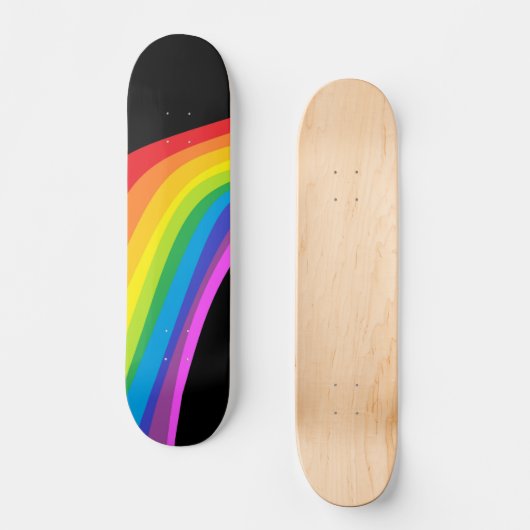 Zwarte plaat met regenboogontwerp persoonlijk skateboard (Voorkant)