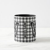 Zwarte Plaid (Antique Monogram Name) Vintage Koffi Mok (Midden)