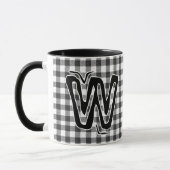 Zwarte Plaid (Antique Monogram Name) Vintage Koffi Mok (Links)