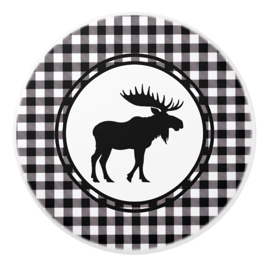 Zwarte Plaid Keramische Knop (Voorkant)