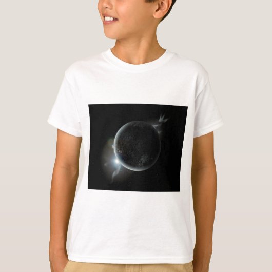 zwarte planeet 3d illustratie in het universum t-shirt (Voorkant)