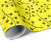 zwarte plant twig op geel cadeaupapier (Rol Hoek)