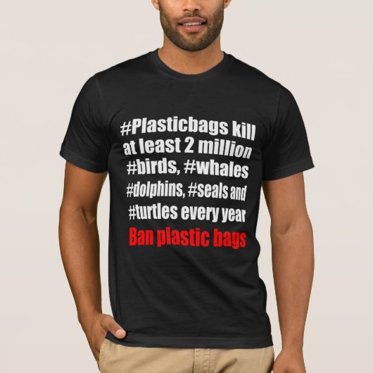 Zwarte plastic zakken t-shirt (Voorkant)
