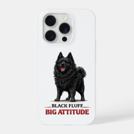 Zwarte Pluis, Grote Attitude Schipperke iPhone Hoesje (Achterkant)