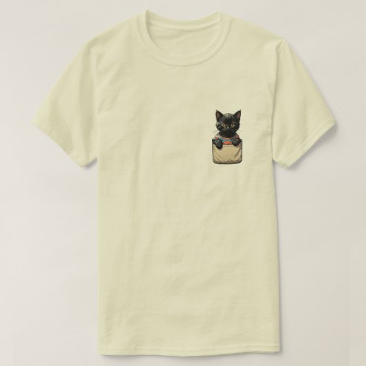 zwarte pocketkat t-shirt (Design voorkant)