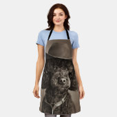 Zwarte poedel gekleed als een cowboy Halloween kos Schort (Gedragen)