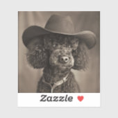 Zwarte poedel gekleed als een cowboy Halloween kos Sticker (Vel)