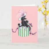 Zwarte Poedel Hatbox Retro Art Print Kaart (Gele Bloem)