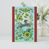 Zwarte Poedel Het vangen van een Frisbee Note Kaar Bedankkaart (Staand voorkant)