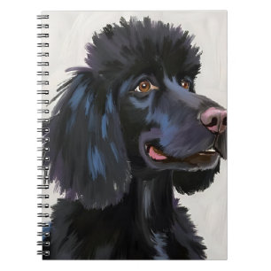 Zwarte poedel Honden waterverf huisdier schilder Notitieboek