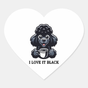 Zwarte poedel houdt van zwarte koffie hart sticker