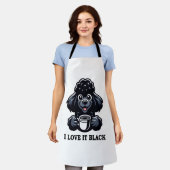 Zwarte poedel houdt van zwarte koffie schort (Gedragen)