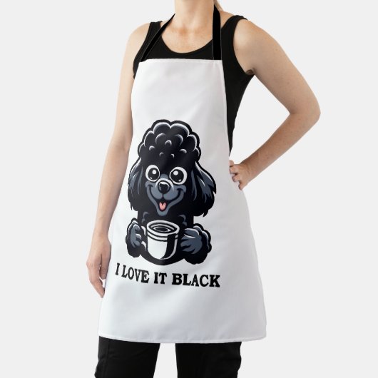 Zwarte poedel houdt van zwarte koffie schort (Insitu)