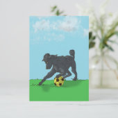 Zwarte Poedel met Voetbal Note Kaart (Staand voorkant)