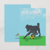 Zwarte Poedel met Voetbal Note Kaart (Voorkant / Achterkant)