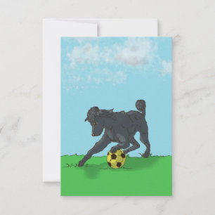 Zwarte Poedel met Voetbal Note Kaart