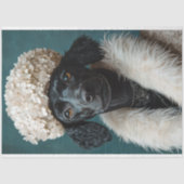 Zwarte Poedel Portret Witte Hydrangea Decoupage Tissuepapier (Voorkant)